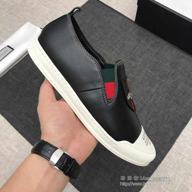 GUCCI男鞋 頂級品質  2019 古奇專櫃同步新品 一腳蹬 Gucci男士休閒鞋 百搭款板鞋  hdnx1132